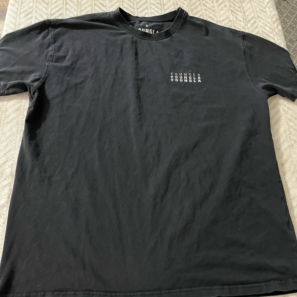 YoungLA Graphic T-Shirt Mens M Black Cotton Stretch Logo Print Designer - Picture 1 of 5